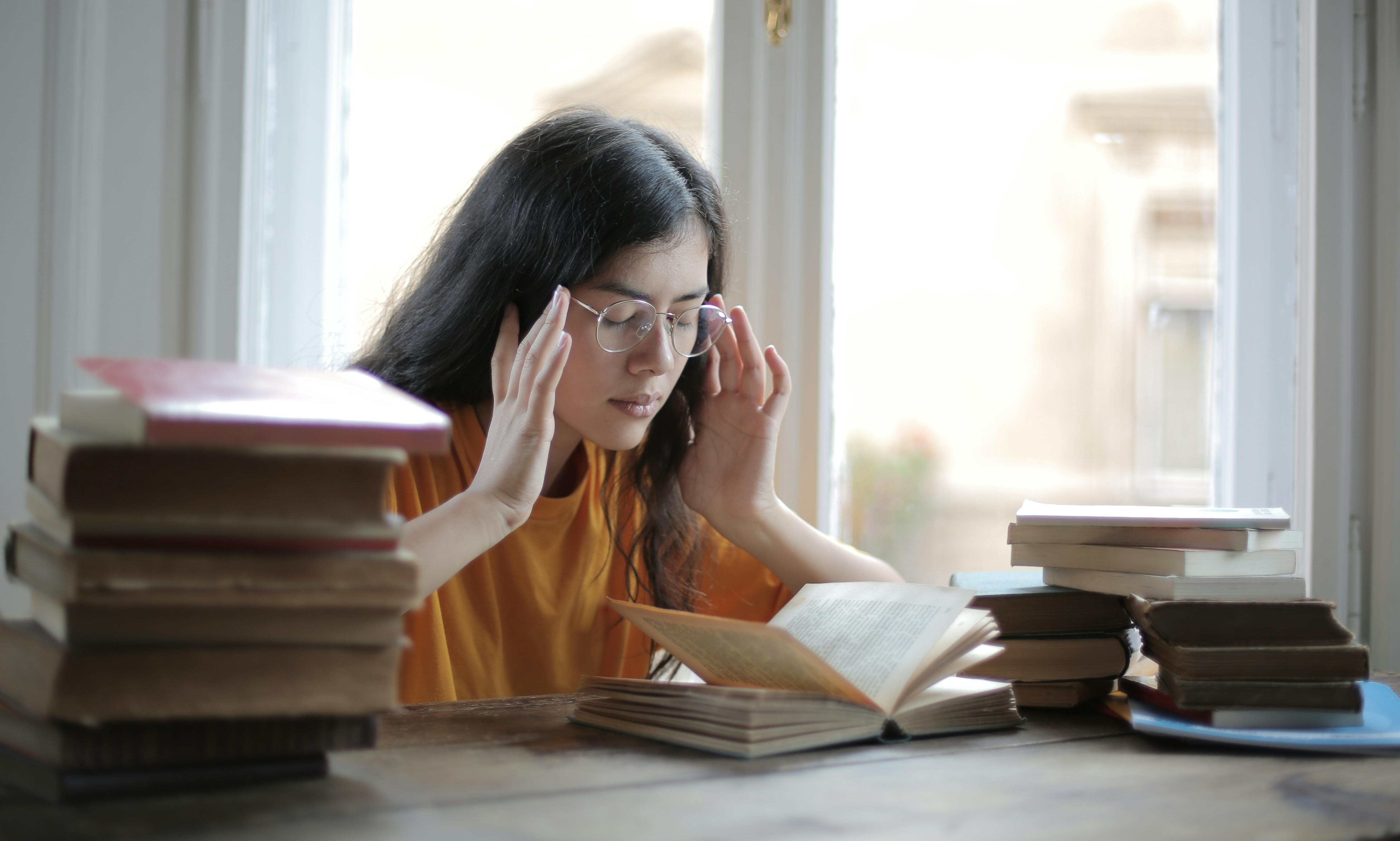 Stressed woman with headache